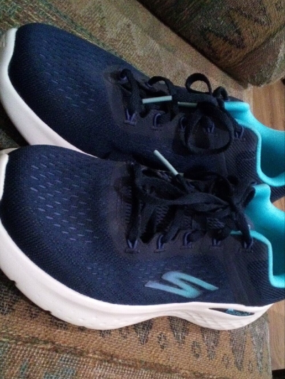 Skechers Navy Athletic Sneakers with Teal Lining - Picture 3 of 9